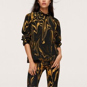 Mango Marble-print blouse